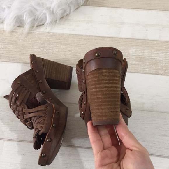 Ralph Lauren leather brown heel woody clogs sandal - Picture 3 of 3